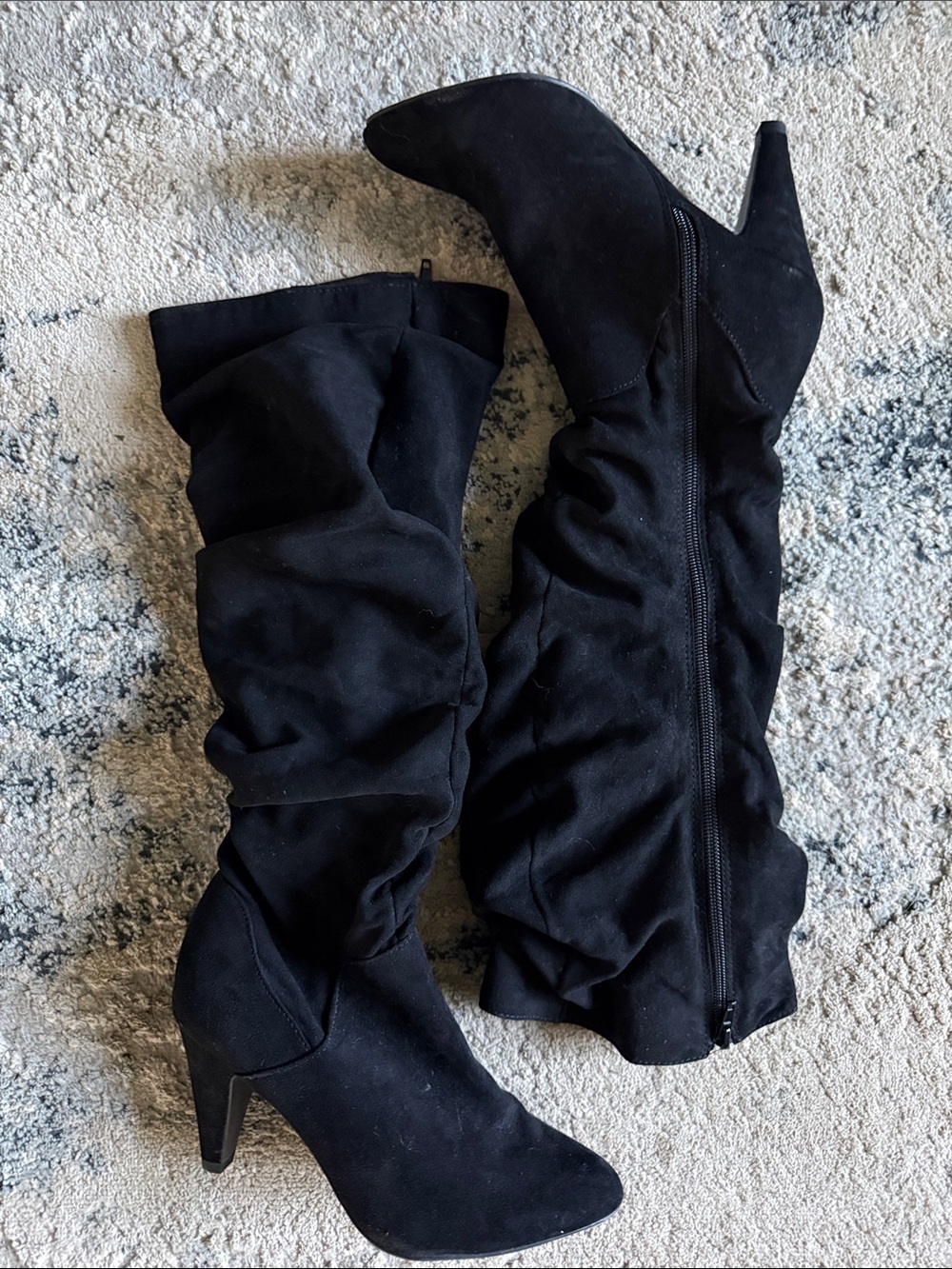 Worthington Black Slouch Over-the-Knee Heeled Boots